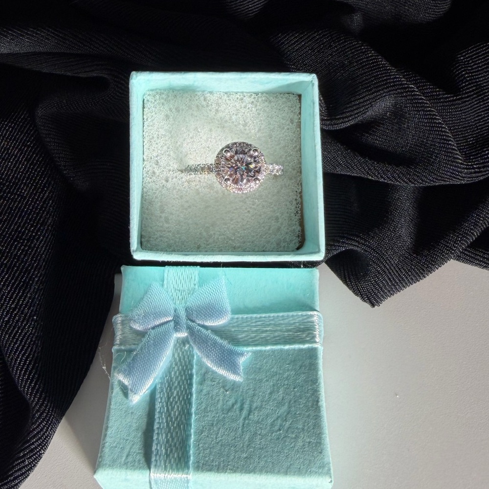 Elegant Silver 925 CZ Ring with Blue Box